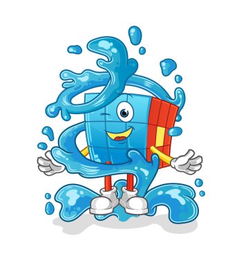 Su maskotlu Rubik Küpü. çizgi film vektörü