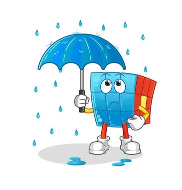 Rubik Küpü şemsiye çizimi tutuyor. karakter vektörü