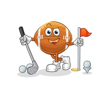 Golf oynayan ragbi topu. çizgi film karakteri