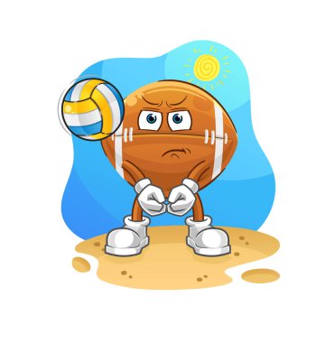Rugby topu voleybol maskotu. çizgi film vektörü