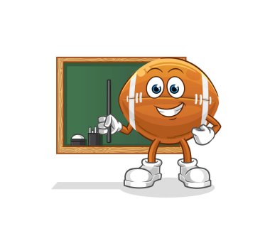 Ragbi topu öğretmen vektörü. çizgi film karakteri