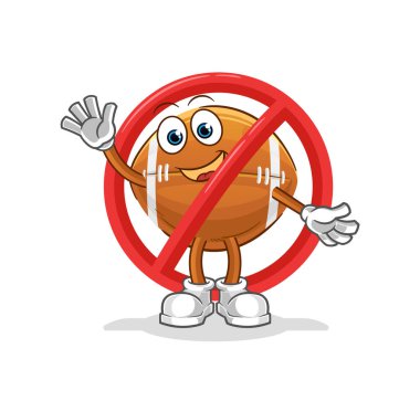 Ragbi topu maskotuna hayır de. çizgi film vektörü