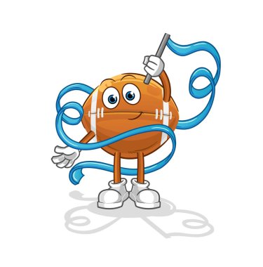 Rugby topu Ritmik Jimnastik maskotu. çizgi film vektörü