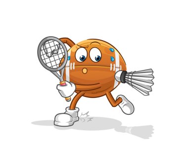 Ragbi topu badminton oynuyor. karakter vektörü