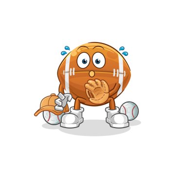 Ragbi topu beyzbol tutucu çizgi filmi. çizgi film maskotu vektörü