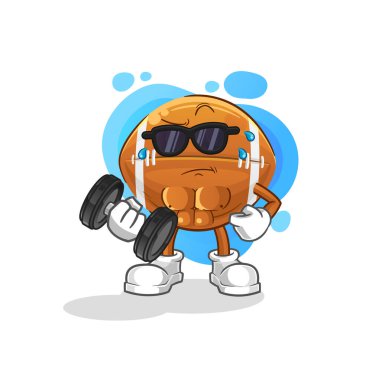 ragbi topu dambıl taşıyıcısı. çizgi film karakteri