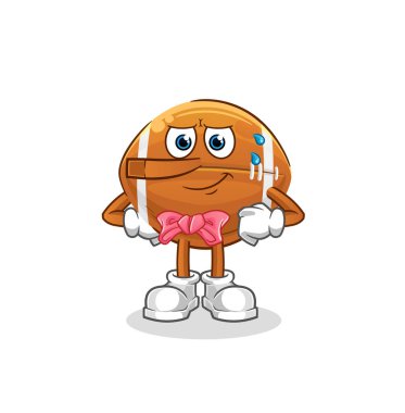 Ragbi topu Pinokyo karakteri gibi yalan söyler. çizgi film maskotu vektörü