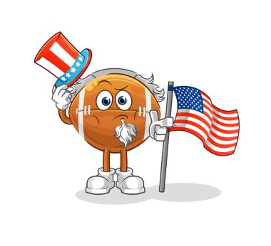 Ragbi topu Sam amca karakteri. çizgi film maskotu vektörü