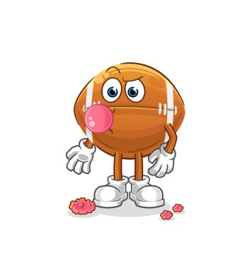 Ragbi topu sakız çiğneme vektörü. çizgi film karakteri