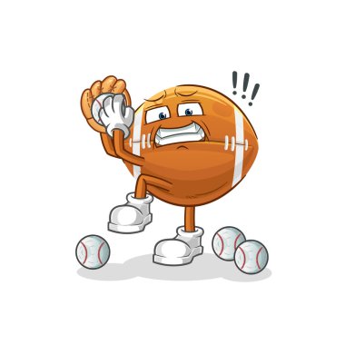 Ragbi topu beyzbol atıcısı çizgi filmi. çizgi film maskotu vektörü