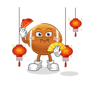 Fener resimli Çin ragbi topu. karakter vektörü