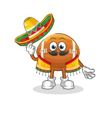 ragbi topu Meksika kültürü ve bayrağı. çizgi film maskotu vektörü