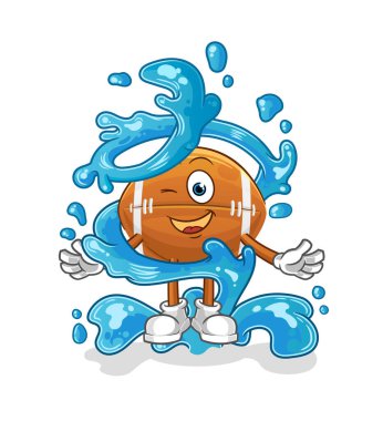 Su maskotlu ragbi topu. çizgi film vektörü