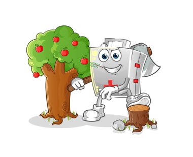 İlk yardım çantası Carpenter Illustrasyon. karakter vektörü