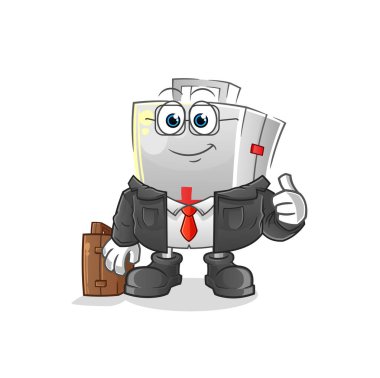 İlk yardım çantası ofis çalışanı maskotu. çizgi film vektörü