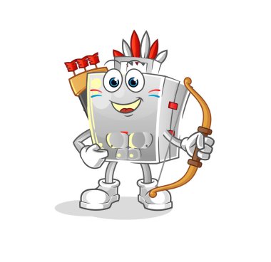 Amerikan yerlileri için ilk yardım çantası. çizgi film maskotu vektörü