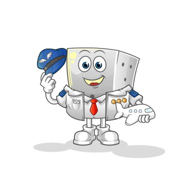 zar pilotu maskotu. çizgi film vektörü