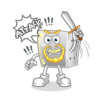 Zar şövalyeleri kılıçla saldırır. çizgi film maskotu vektörü