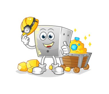 Altın karakterli bir zar madencisi. çizgi film maskotu vektörü