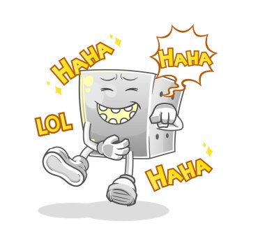 Zar atarak gülen karakter. çizgi film maskotu vektörü