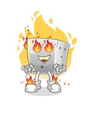 Maskotun üzerindeki zarlar. çizgi film vektörü