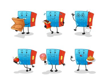 Rubik Küpü 'nün yemek takımı karakteri. çizgi film maskotu vektörü