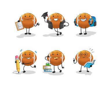 Rugby topu eğitimi karakter belirler. çizgi film maskotu vektörü