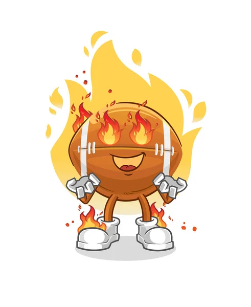 Rugby Ball Fire Mascot Cartoon Vector — Stock Vector