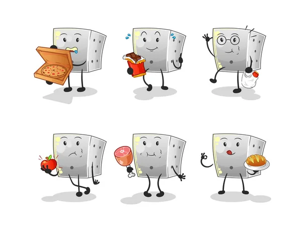 Dados Carácter Conjunto Alimentos Vector Mascota Dibujos Animados — Vector de stock