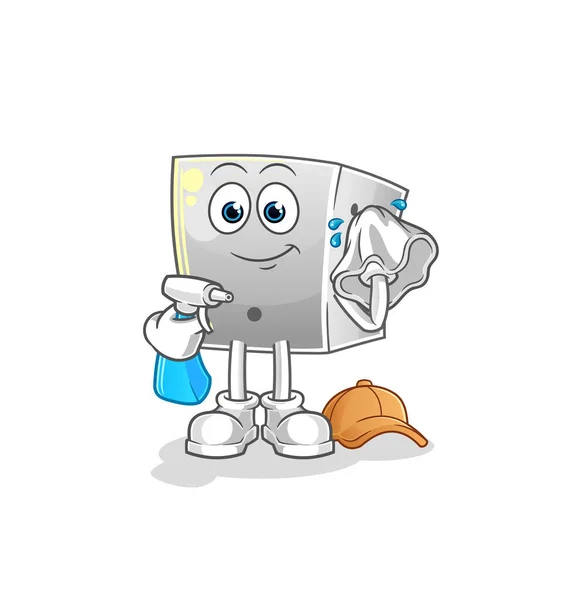 Dice Cleaner Vector Cartoon Character — Stock Vector
