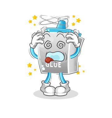 Yapıştırıcının baş döndürücü maskotu. çizgi film vektörü