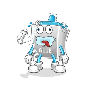 Yapıştırıcı geğirme maskotu. çizgi film vektörü