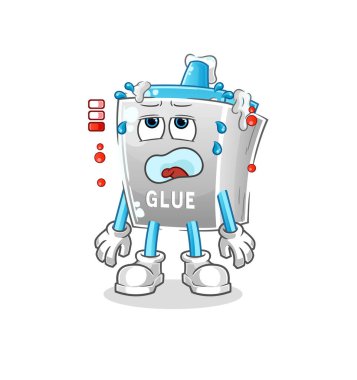 Düşük pil maskotu. çizgi film vektörü