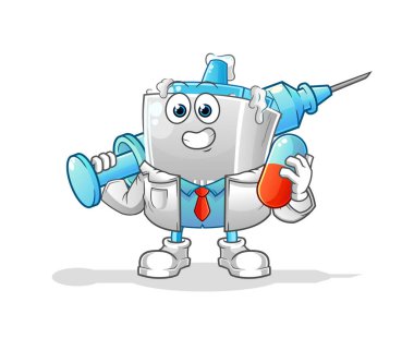 Doktorun elinde ilaç ve iğne var.