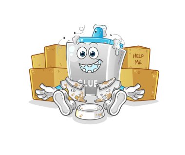 Yapışkan evsiz karakter. çizgi film maskotu vektörü