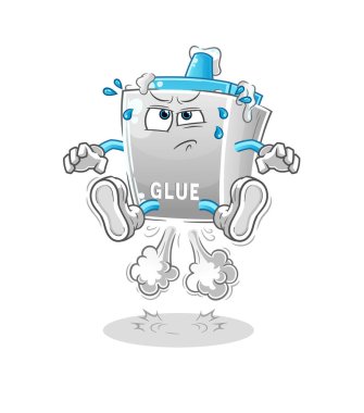 Yapıştırıcı osuruktan atlama illüstrasyonu. karakter vektörü