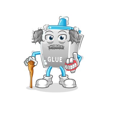 Yapıştırıcı beyaz saçlı yaşlı adam. karakter vektörü