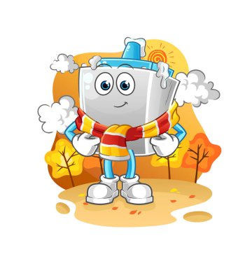 Sonbaharda yapıştırıcı. çizgi film maskotu vektörü