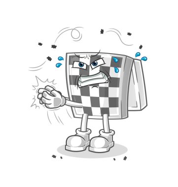 Satranç tahtası sinek karakteri. çizgi film maskotu vektörü