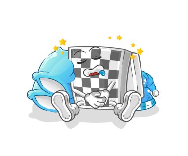 Satranç tahtası uyuyan karakter. çizgi film maskotu vektörü