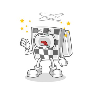 Satranç tahtası esneme karakteri. çizgi film maskotu vektörü