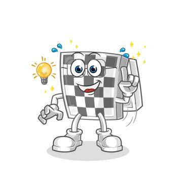 Satranç tahtasının bir fikir karikatürü var. maskot vektörü