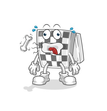 Satranç tahtası geğirme maskotu. çizgi film vektörü