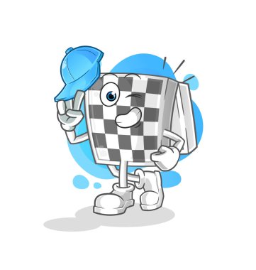 Satranç tahtası genç erkek karakter çizgi filmi