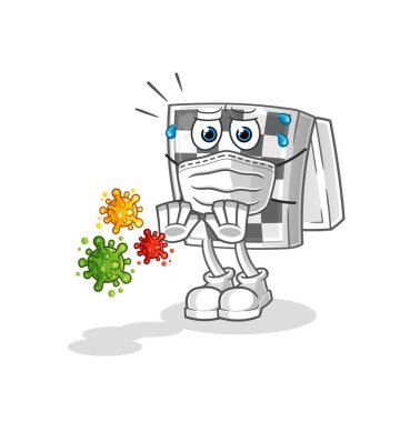 Satranç tahtası virüsleri reddediyor. çizgi film maskotu vektörü