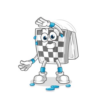 Satranç tahtası germe karakteri. çizgi film maskotu vektörü