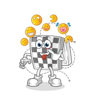 Satranç tahtası gülüşü ve alaycı karakteri. çizgi film maskotu vektörü