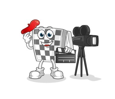 Satranç tahtası yöneticisi maskotu. çizgi film vektörü