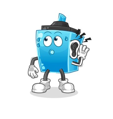 İşaretli kalem dinleme vektörü. çizgi film karakteri