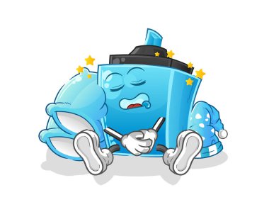 Keçeli kalemle uyuyan karakter. çizgi film maskotu vektörü